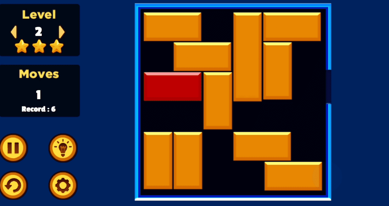 Gui jogo jogo 3 puzzle de blocos e conjunto de botões